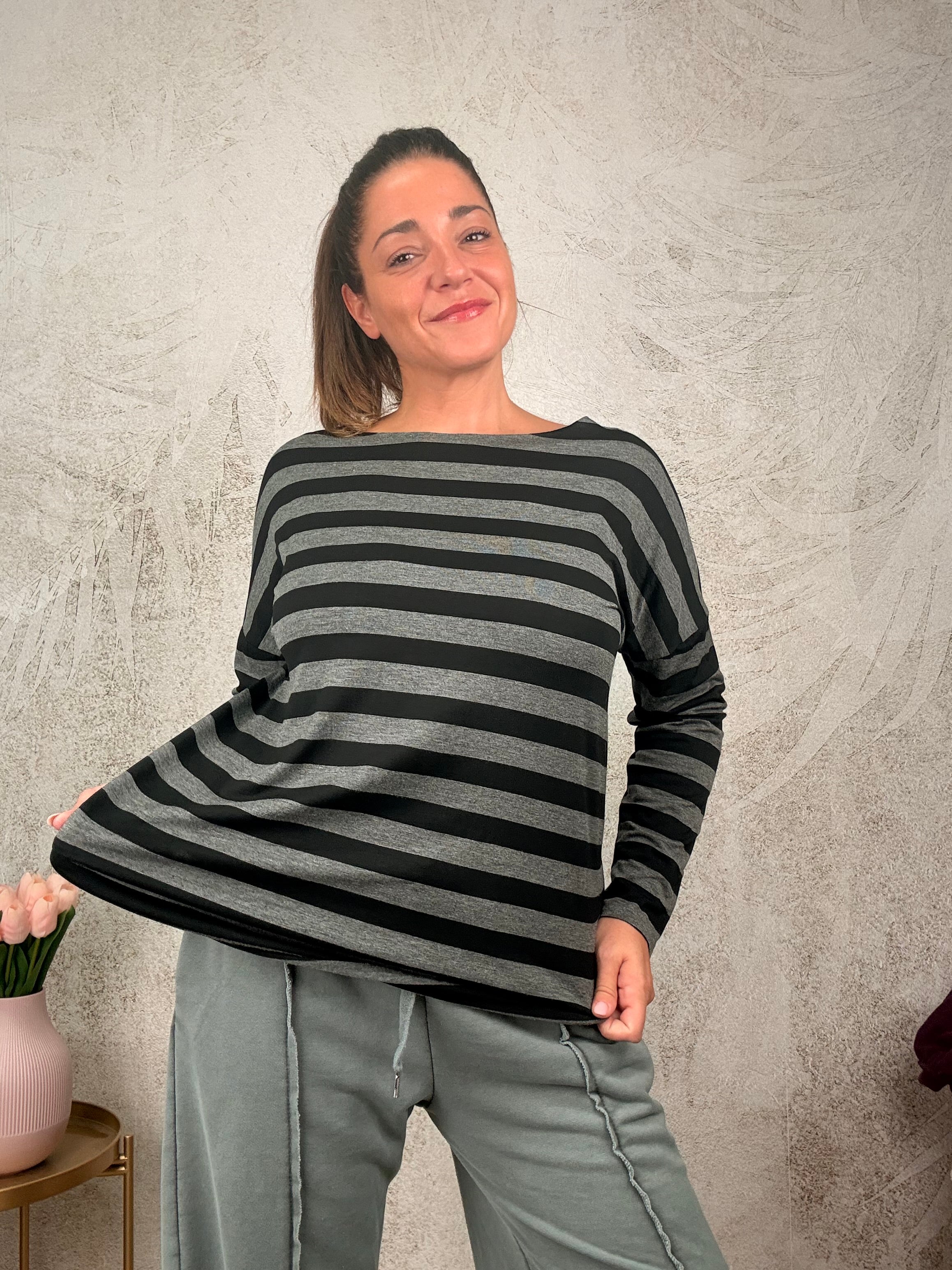 T-shirt Basic riga larga