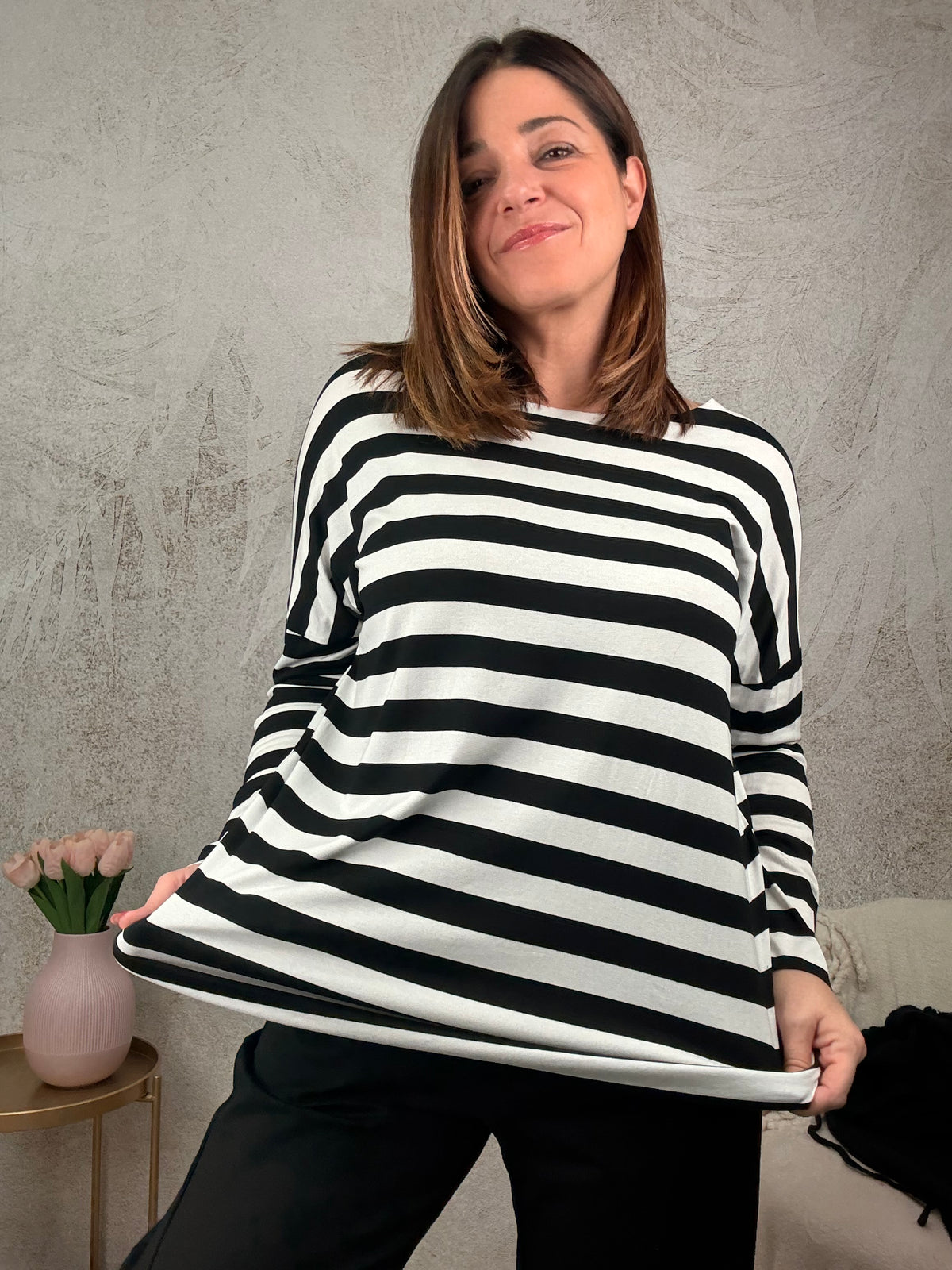 T-shirt Basic riga larga
