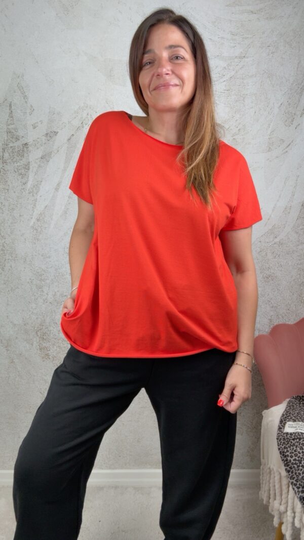 T-shirt basic rosso aranciato