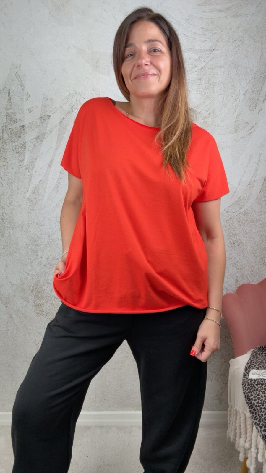 T-shirt basic rosso aranciato - immagine 2