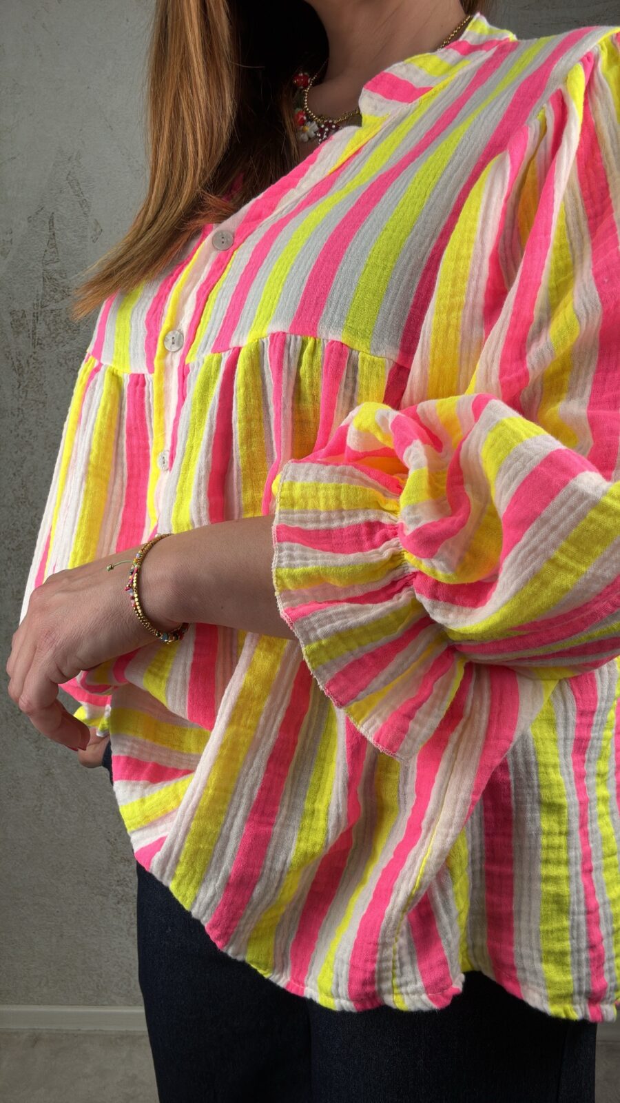 Camicia Agata giallo/fucsia - immagine 3