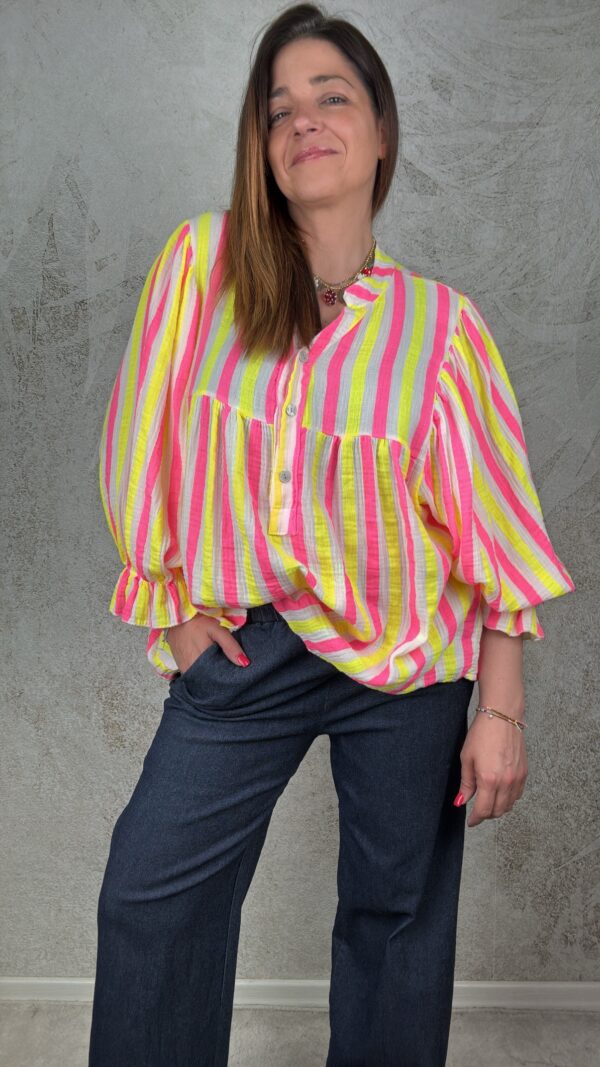 Camicia Agata giallo/fucsia