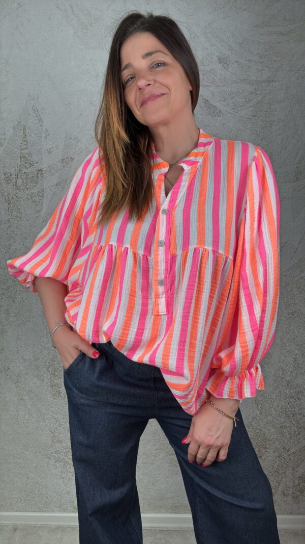 Camicia Agata arancio/fucsia