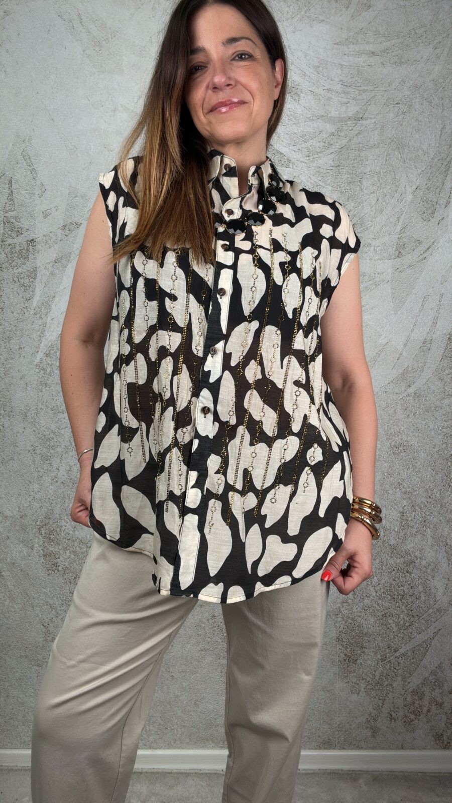 Camicia Veronica nero/beige - immagine 3