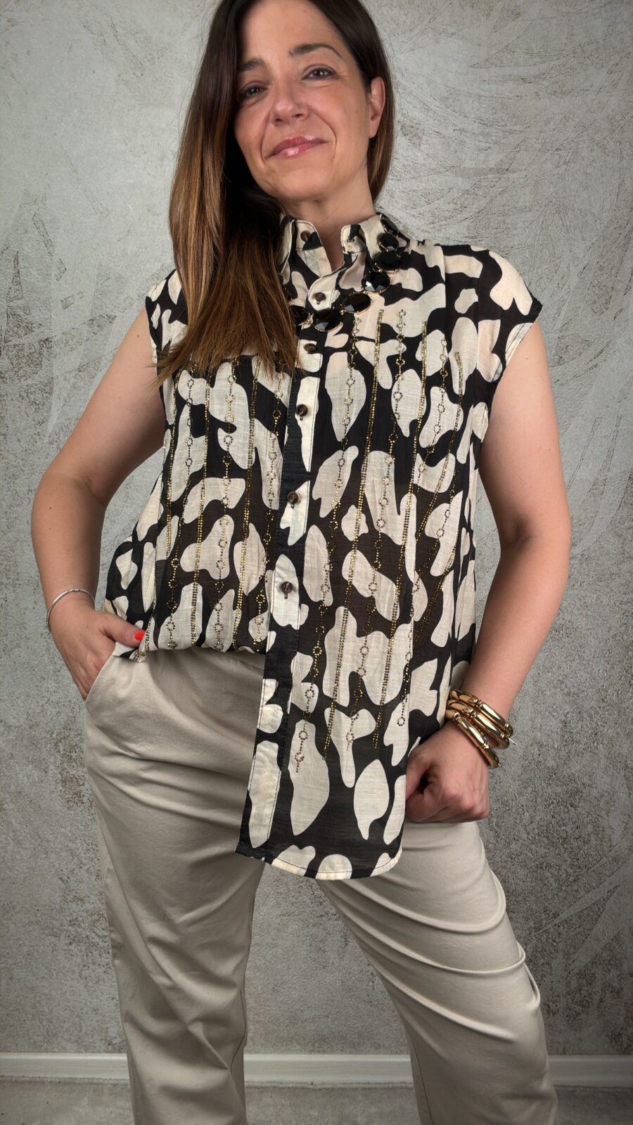 Camicia Veronica nero/beige