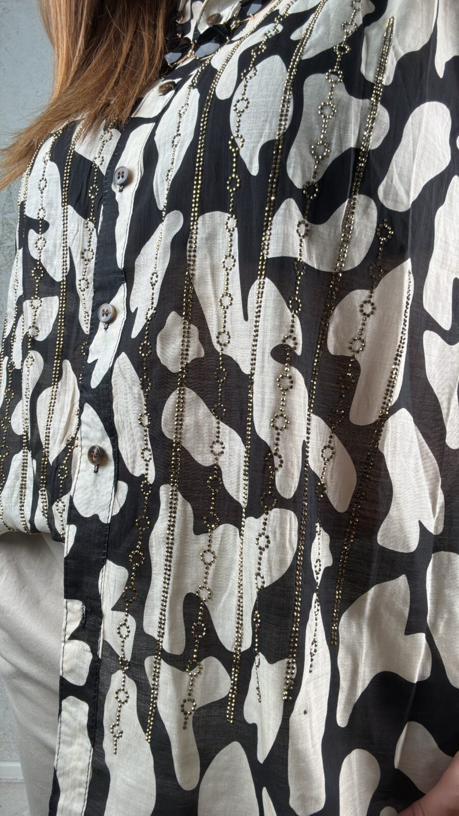 Camicia Veronica nero/beige - immagine 2